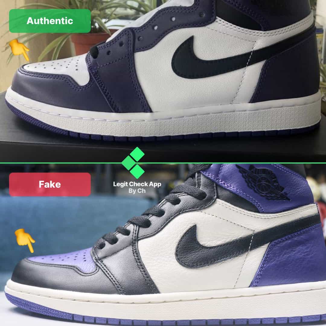 fake vs real aj1 court purple