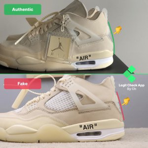 Fake Vs Real Off-White Air Jordan 4 Sail - How To Spot Fake OW AJ4 Sail ...