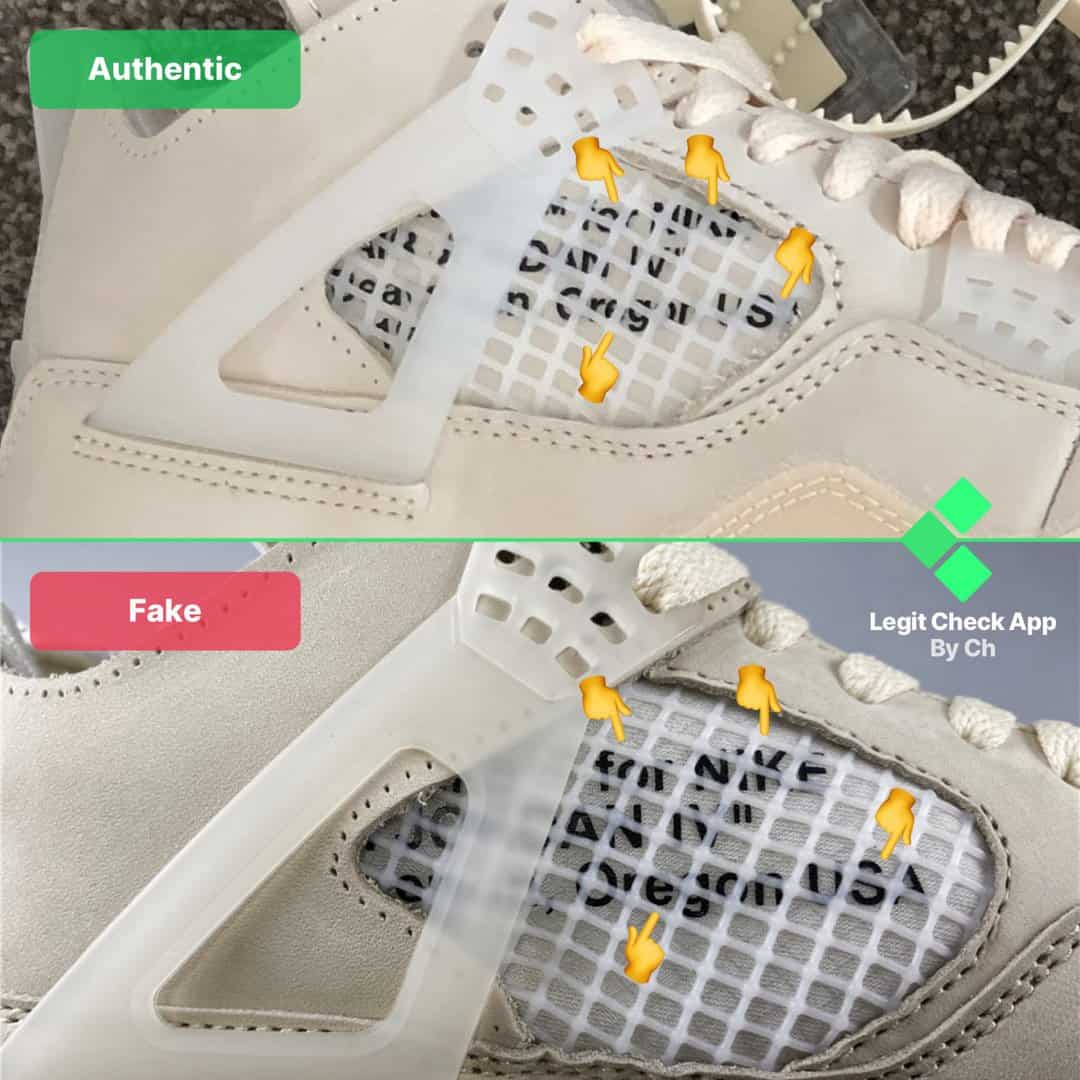 Fake Vs Real Off-White Air Jordan 4 Sail - How To Spot Fake OW AJ4 Sail ...