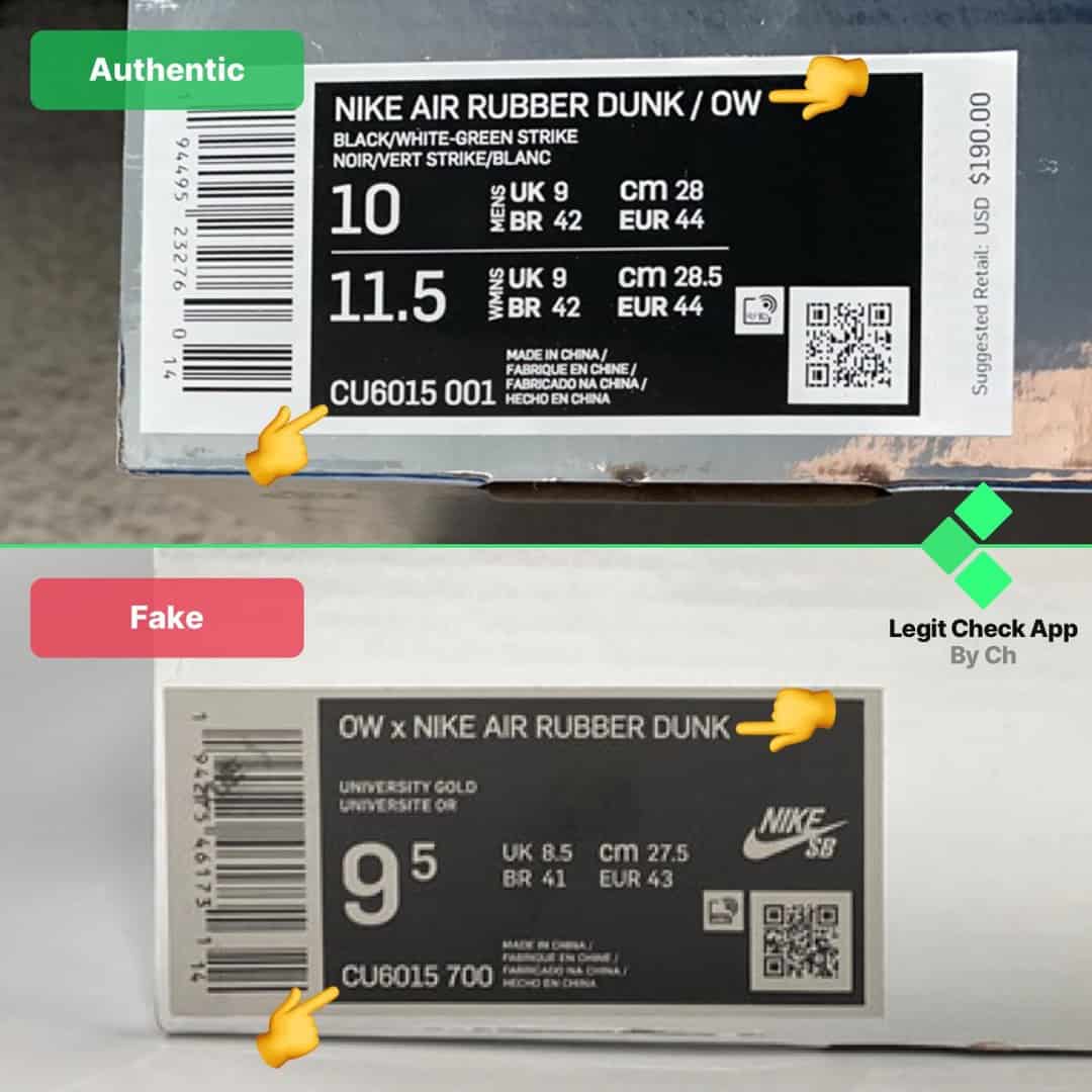 how to spot fake ow rubber dunk