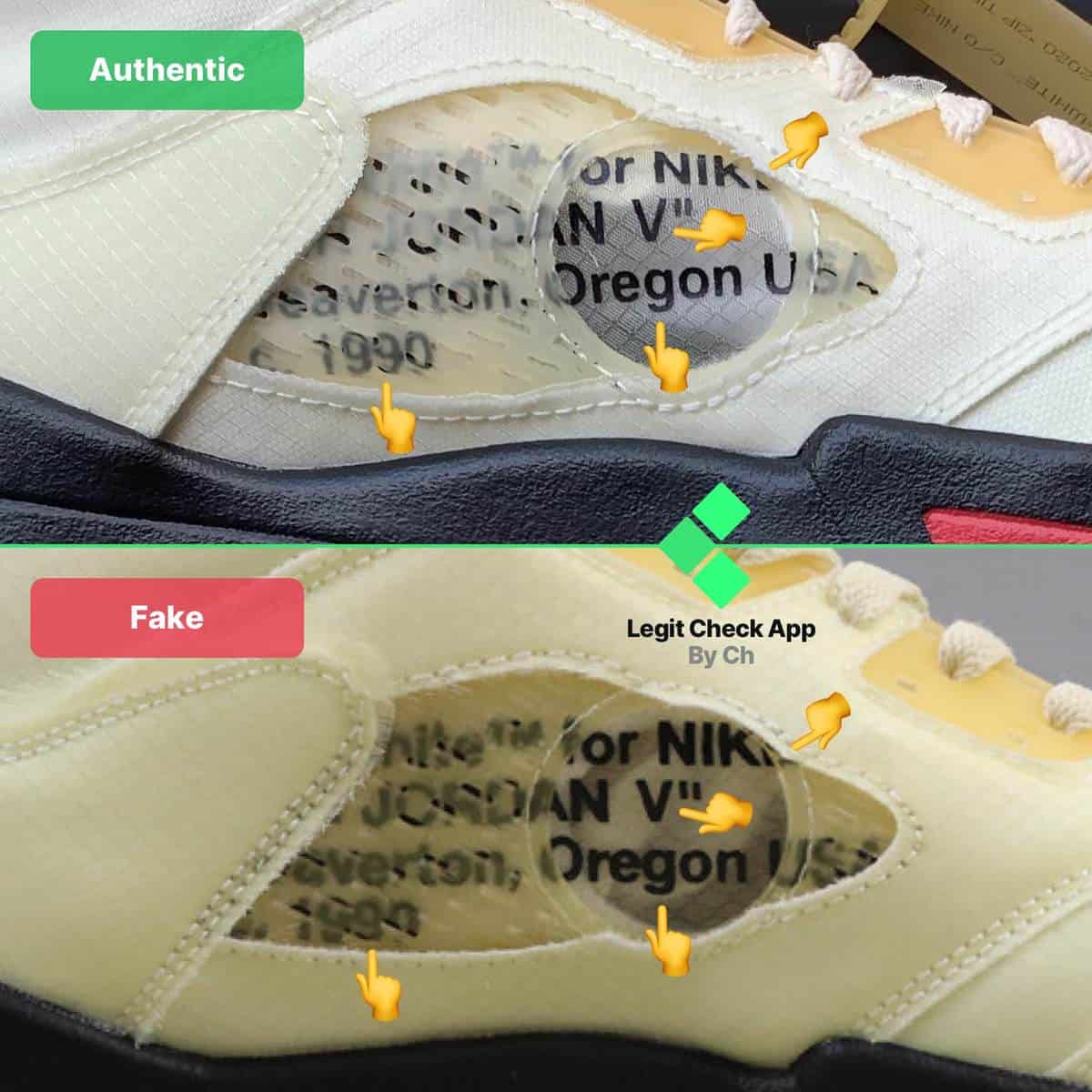 How To Tell If Jordan 5 Off-White Sail Are Fake (2024)