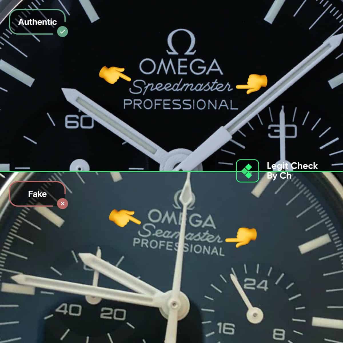 genuine vs counterfeit omega speedmaster