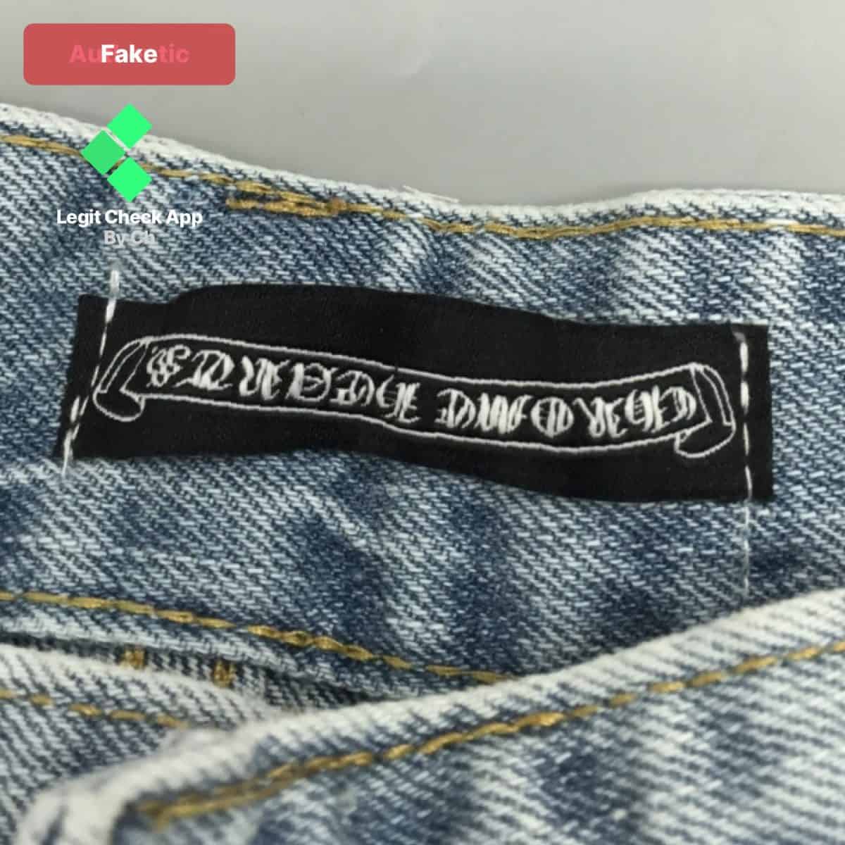 fake chrome hearts jeans label