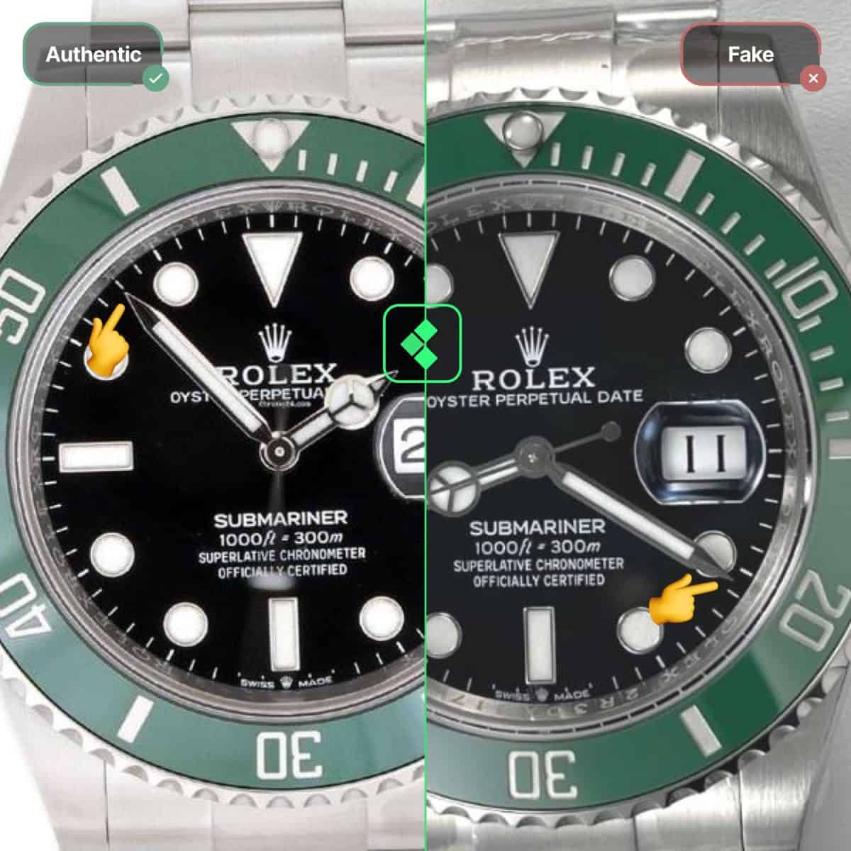 how to see fake rolex submariner 126610