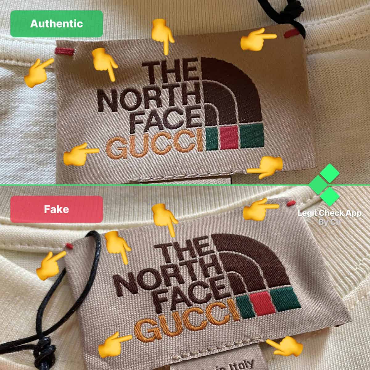 gucci the north face real vs fake