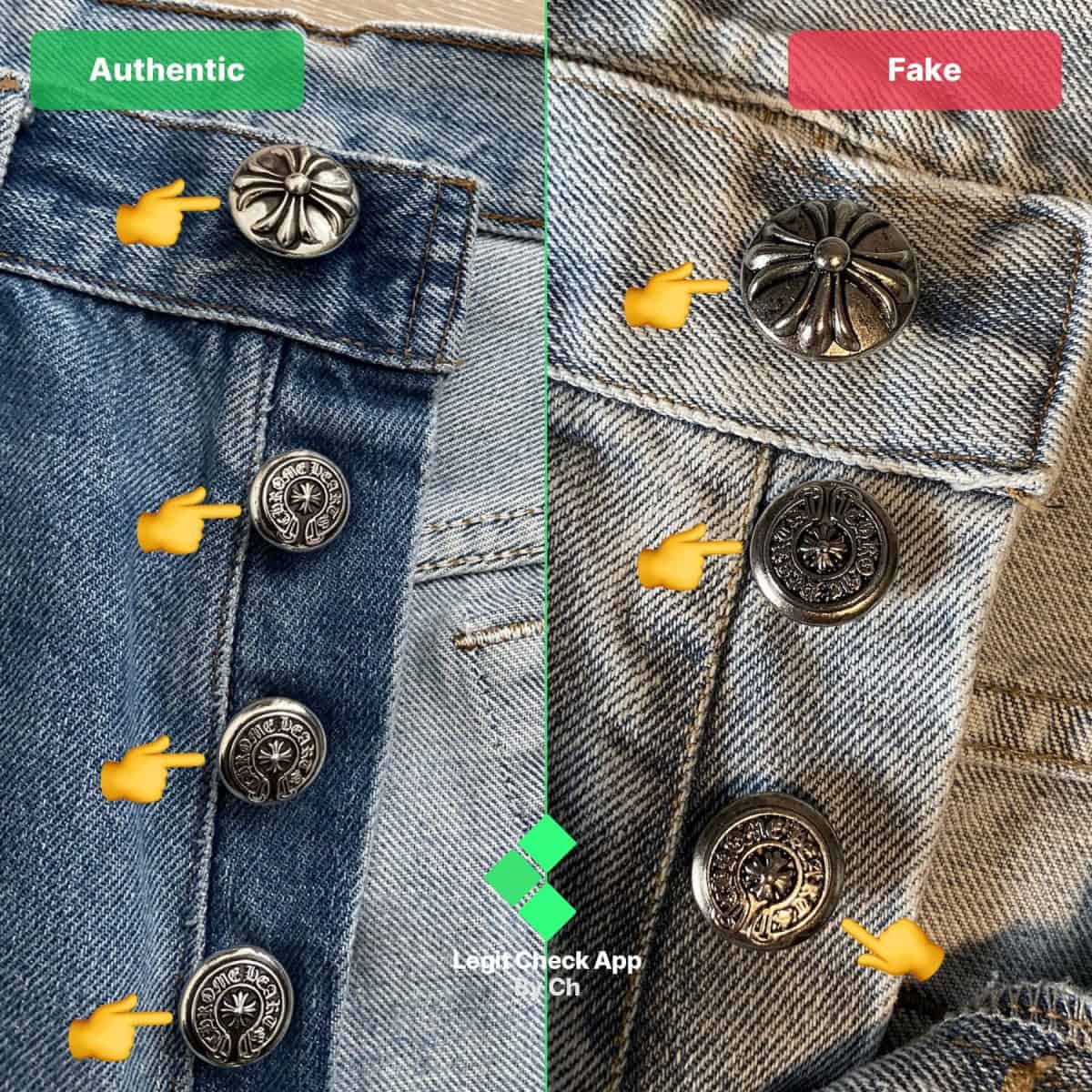 fake vs real ch jeans