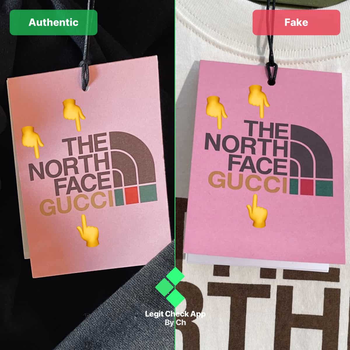 how to spot fake gucci tnf