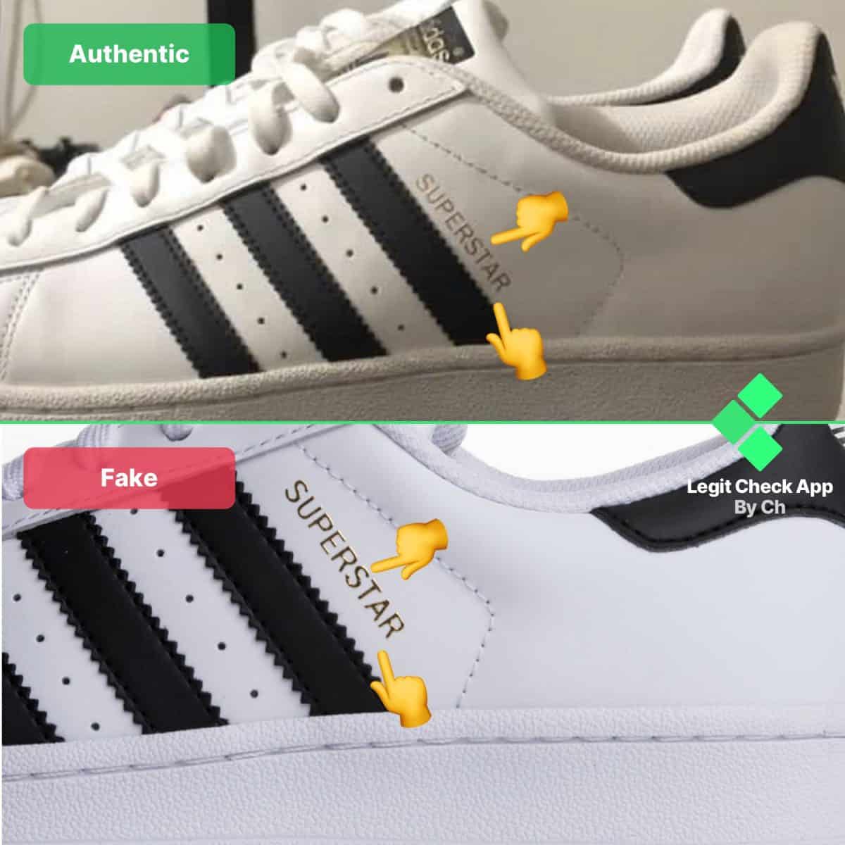 how to spot real vs fake adidas superstar