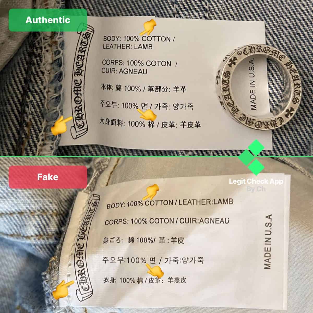 real vs fake ch jeans