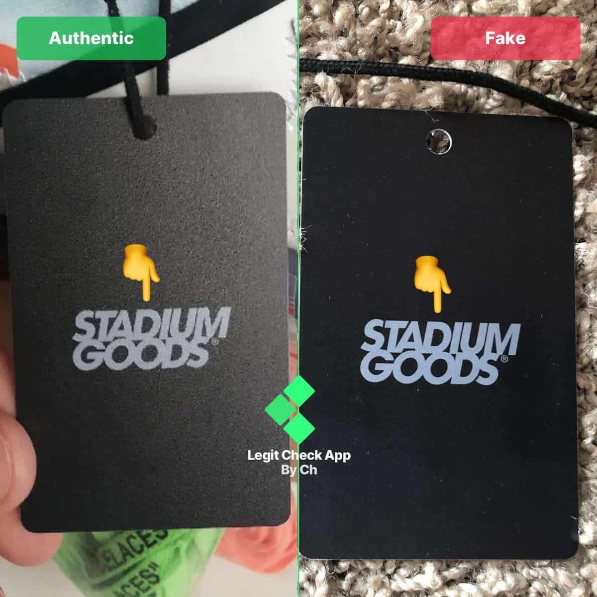 stadium verified goods authentic label real vs fake