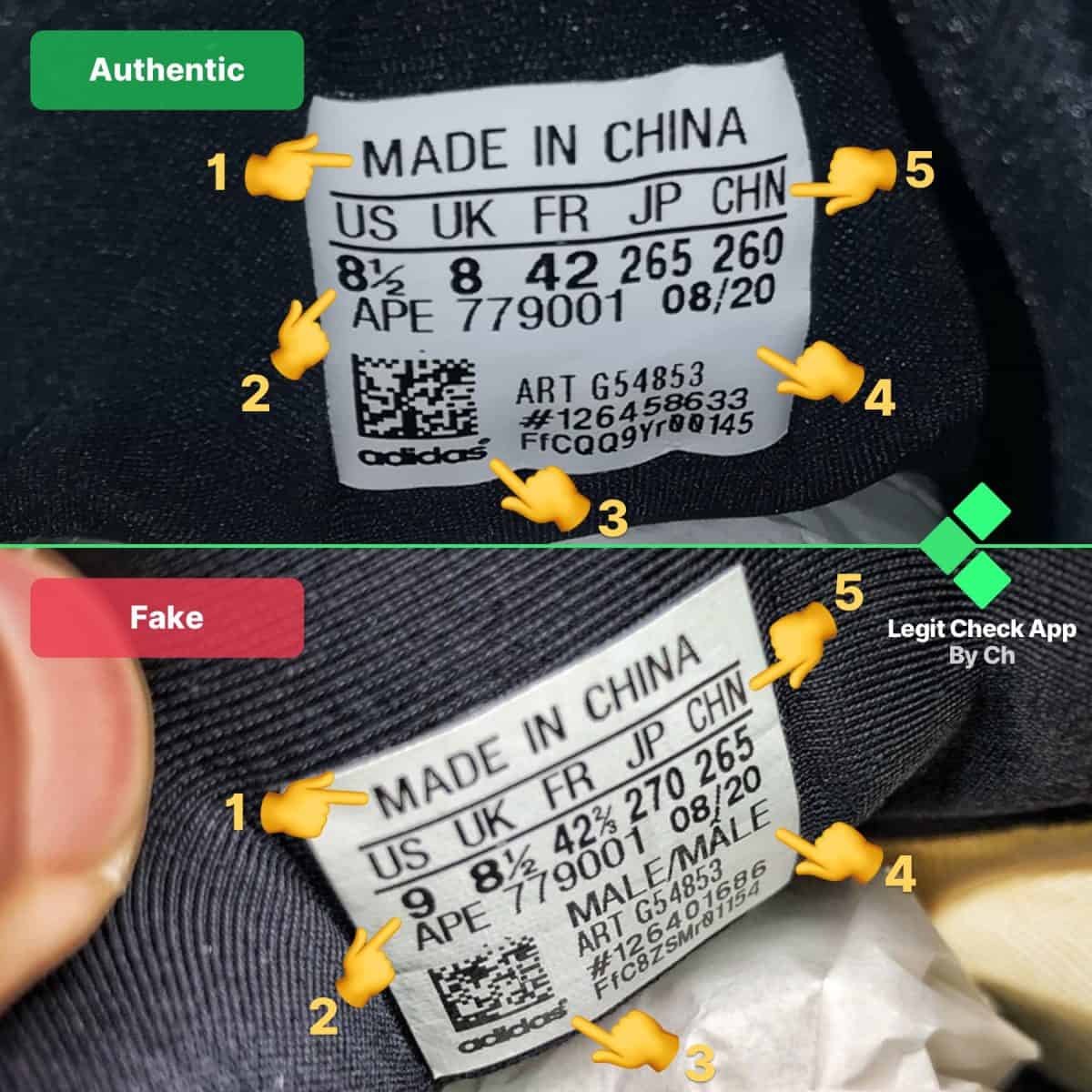safflower yeezy size tag real vs fake