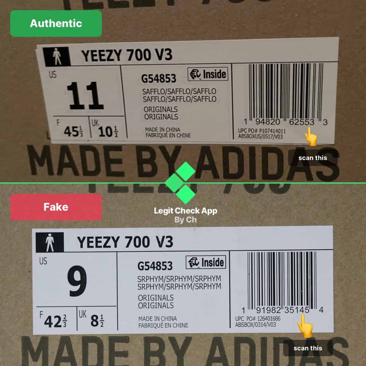 how to see fake yeezy 700 v3