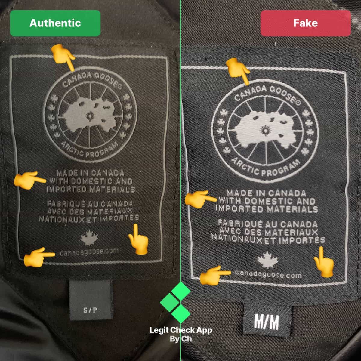 how to tell fake canada goose black albel