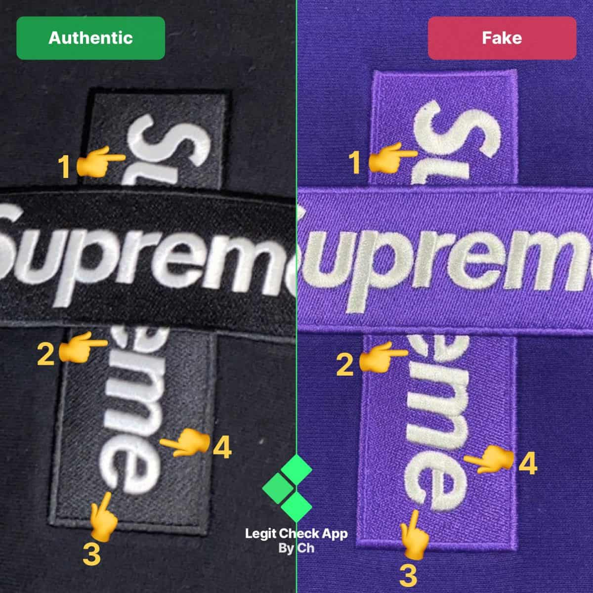real vs fake supreme cross box logo