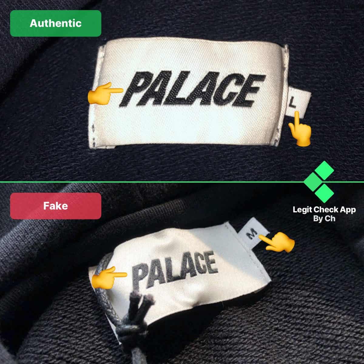 fake vs real palace tee