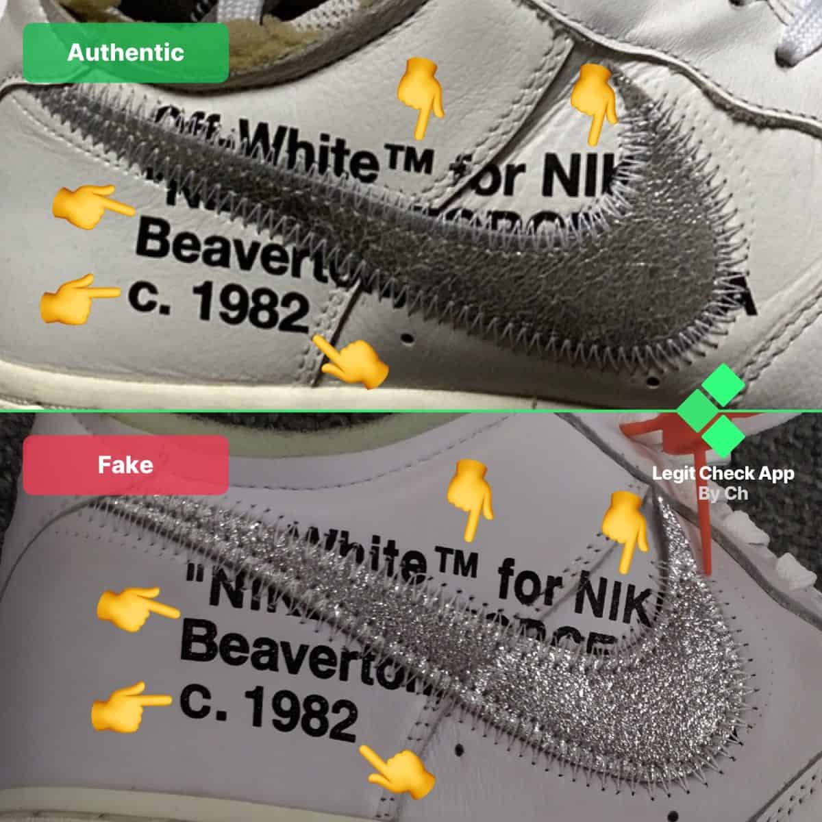 fake vs real complexcon exclusive ow af1
