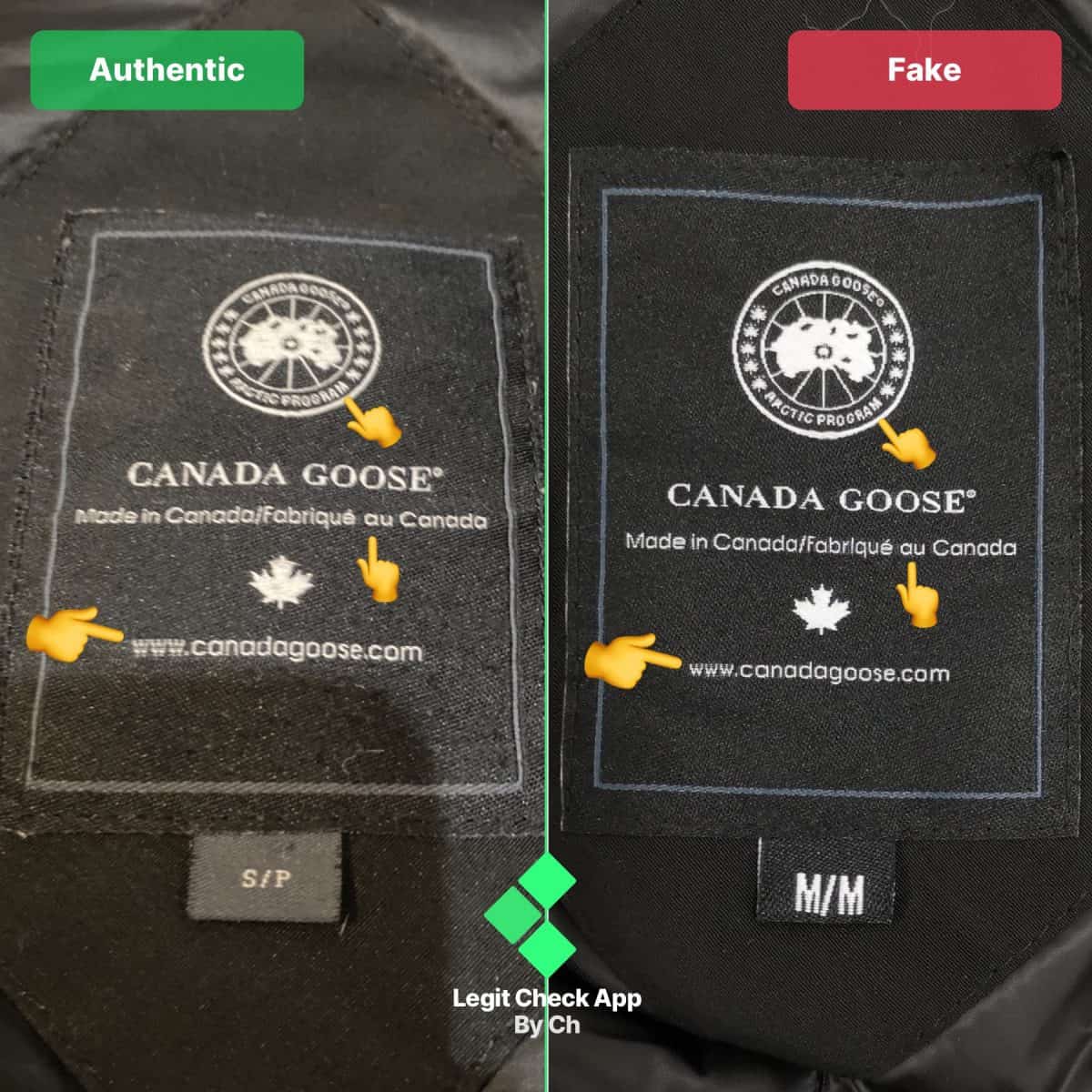 fake vs real canada goose black badge