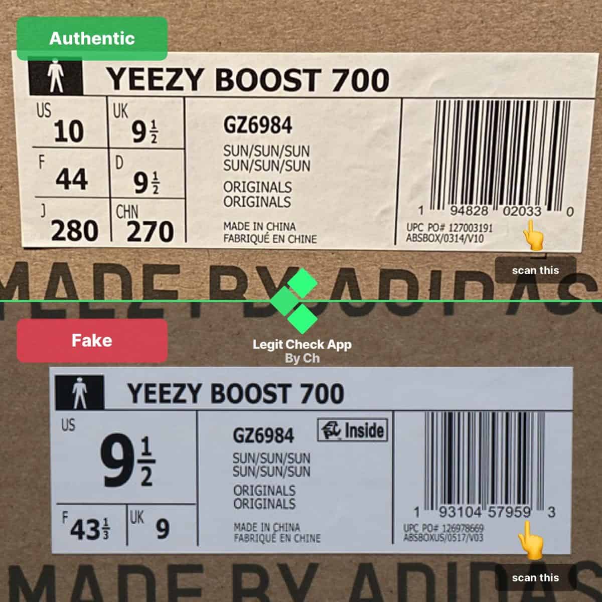 yeezy 700 sun authentic vs fake guide