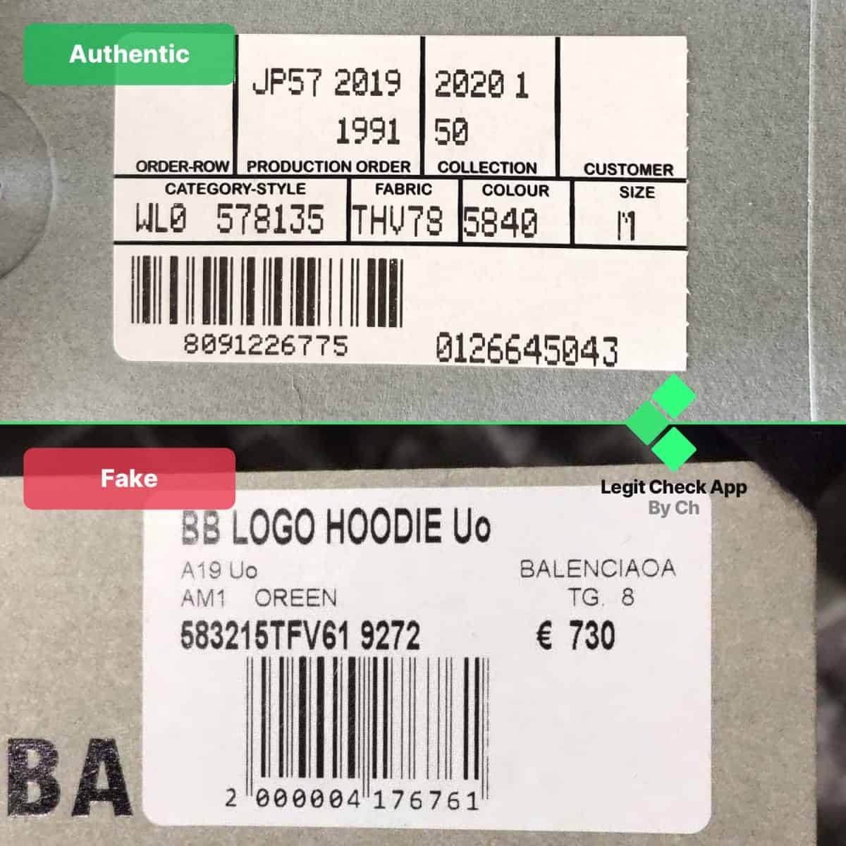 balenciaga bb logo hoodie fake vs real