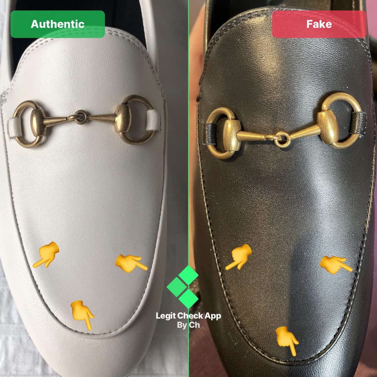 fake vs real gucic brixton loafers