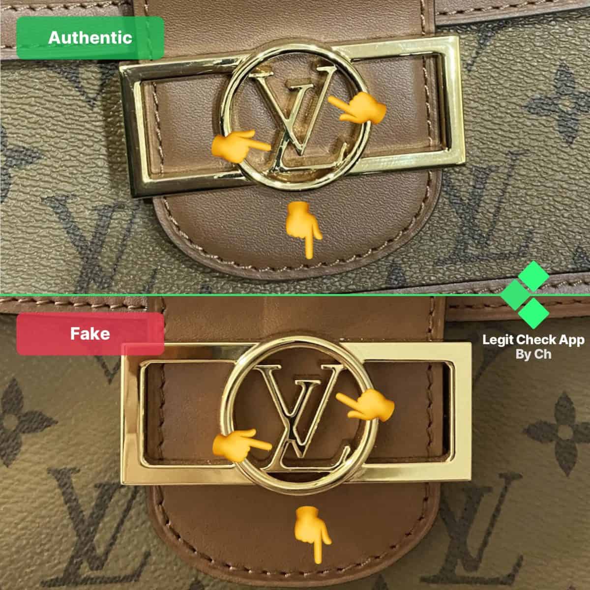 real vs fake Louis Vuitton Mini Dauphine Bag