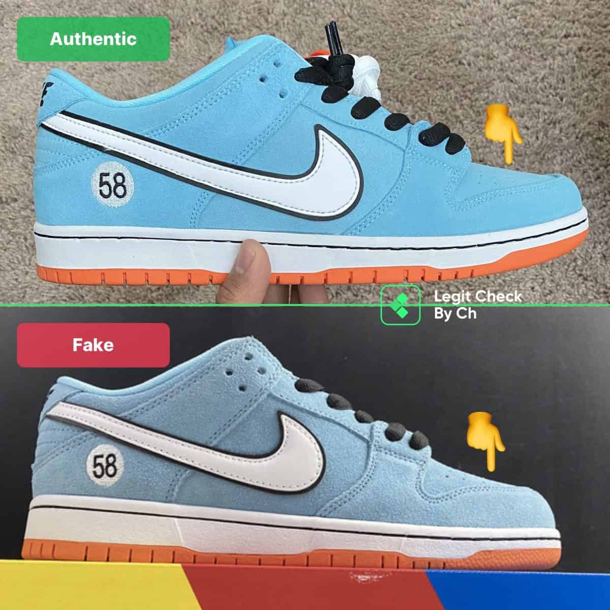 how to spot fake 58 club gulf dunks