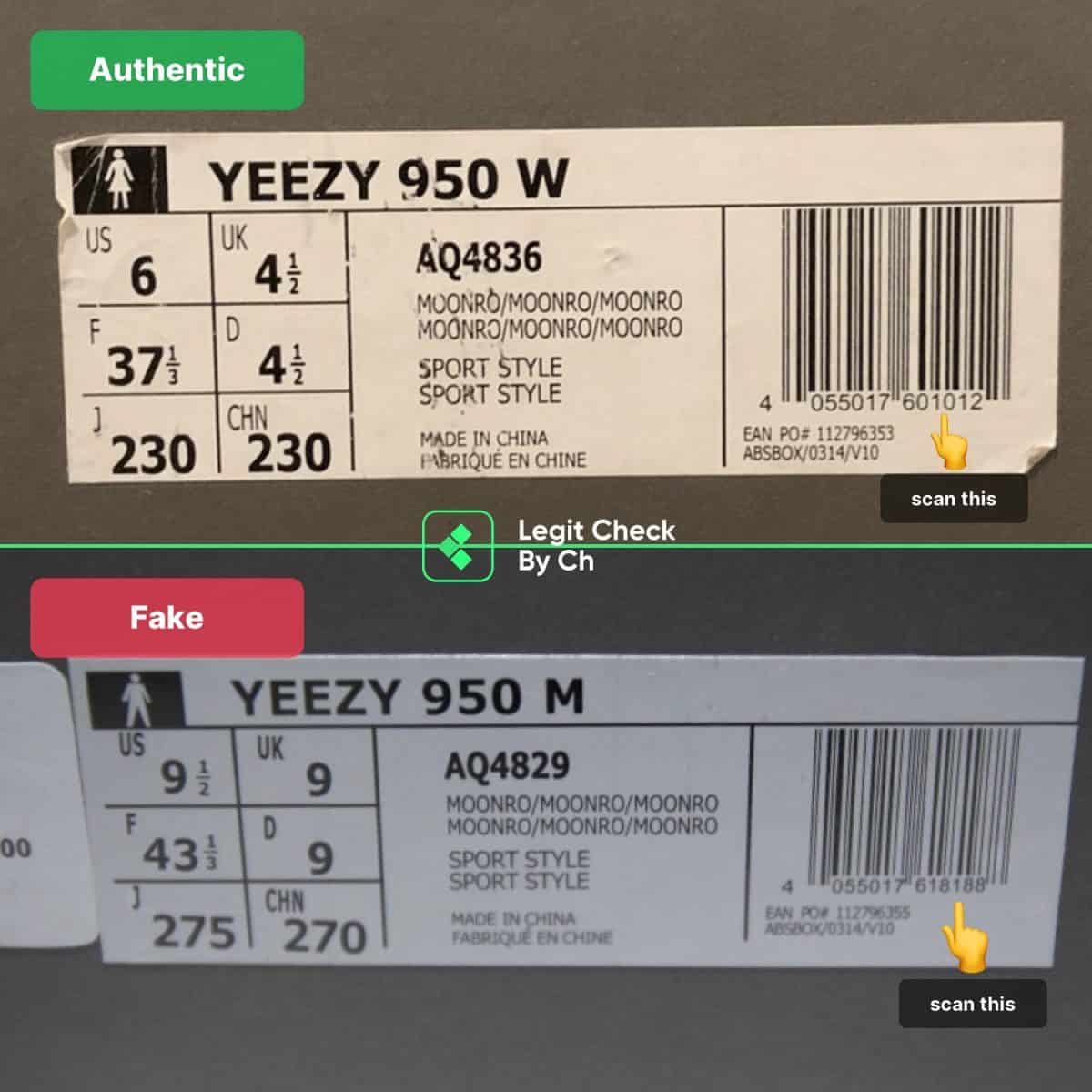 real vs fake yeezy 950