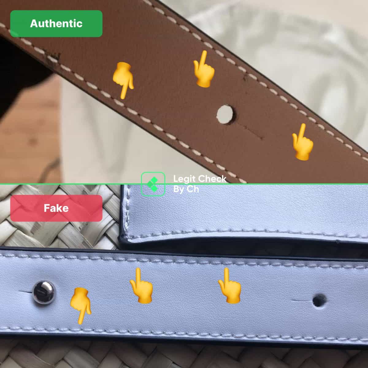 Authentic vs Fake Loewe Basket bag comparison: the belt