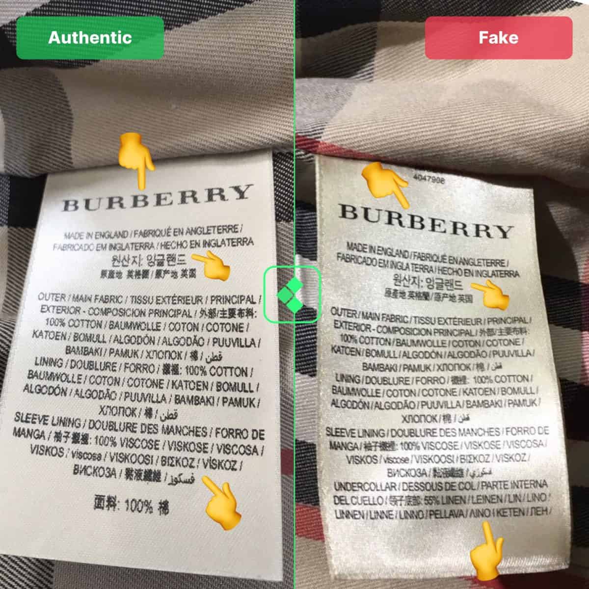 real vs fake burberry coats