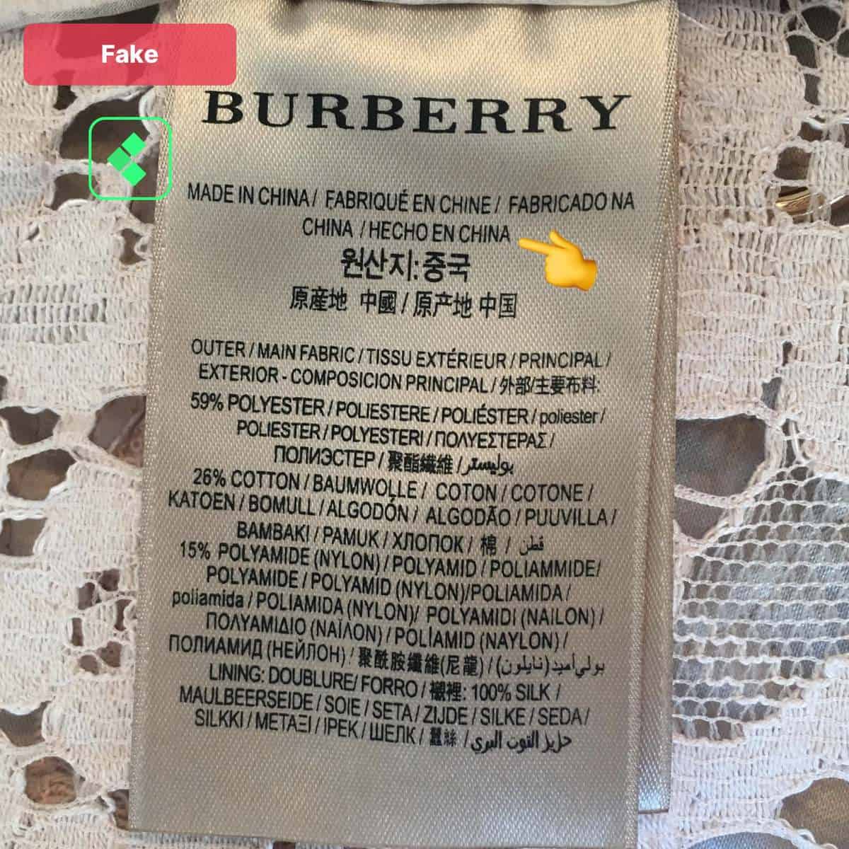 Product tags BURBERRY
