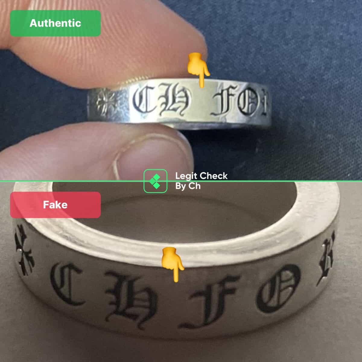 how to spot fake chrome hearts rings