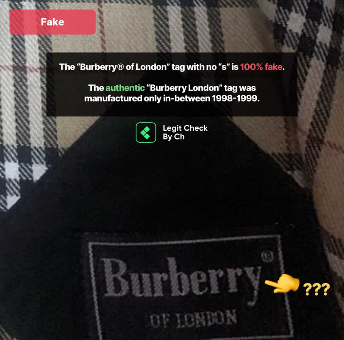 how to identify a fake burberry coat