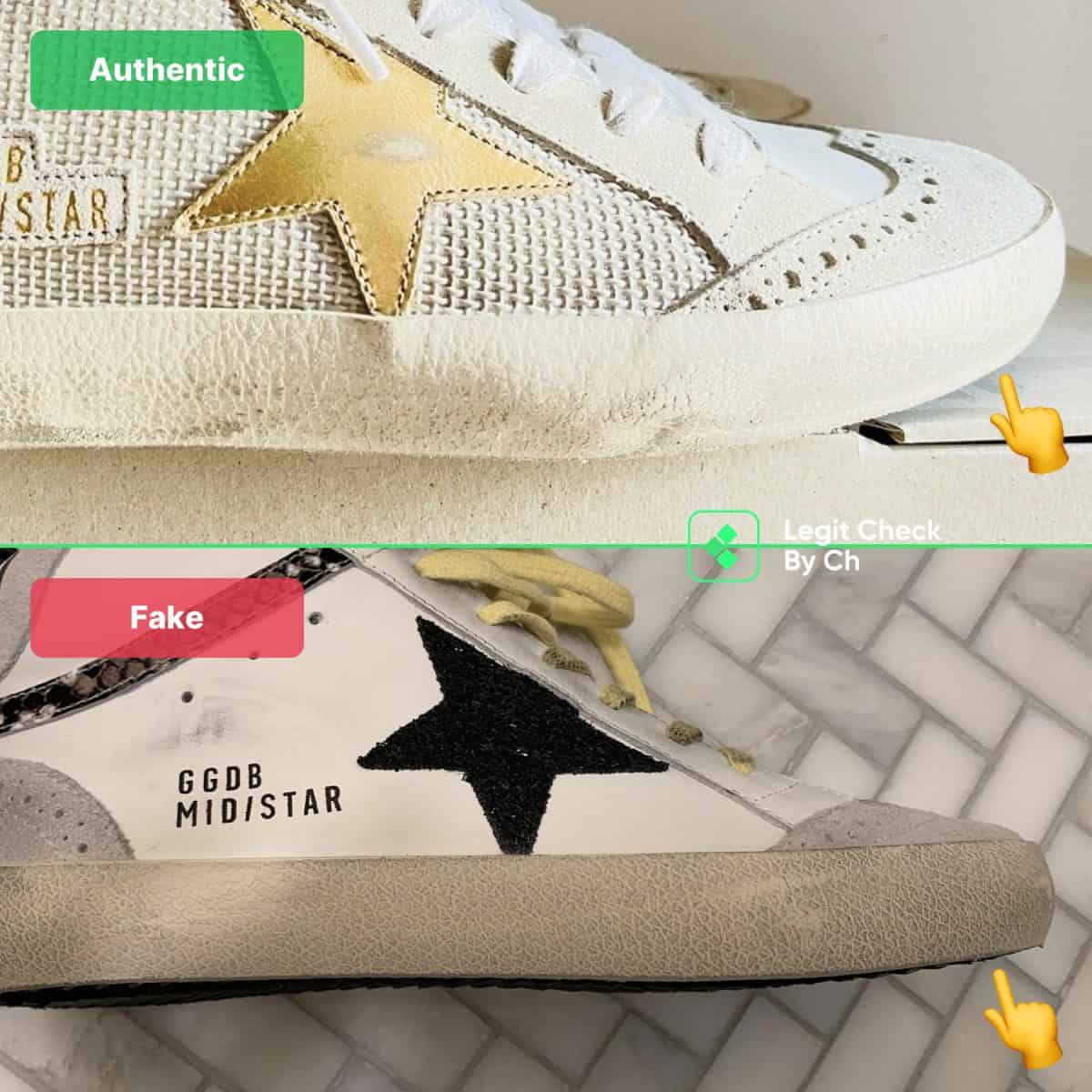 authentic vs fake golden goose mid star