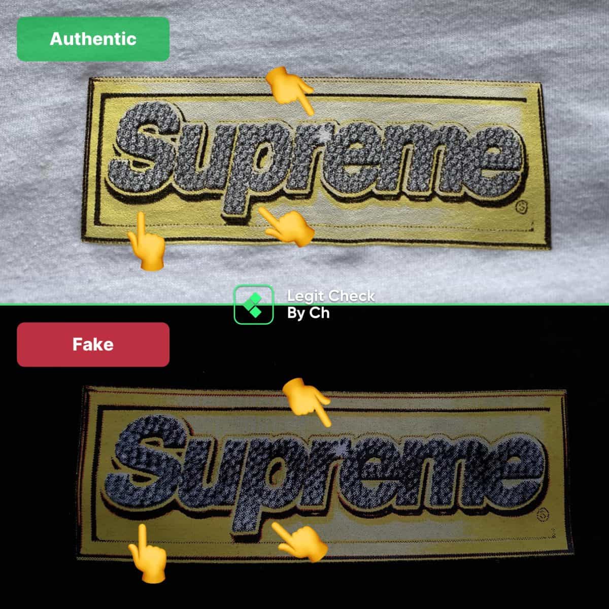 real vs fake supreme bling box logo