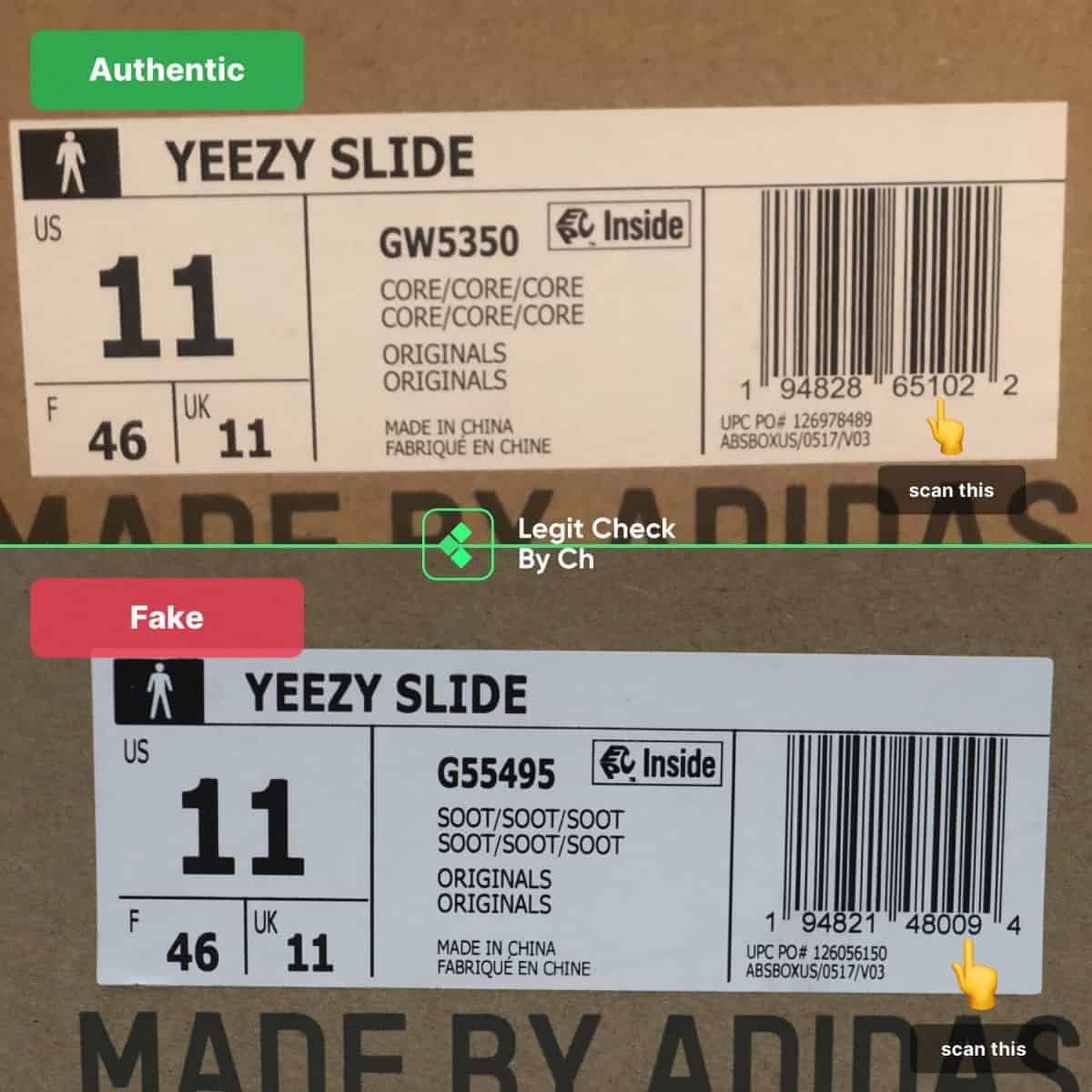 real yeezy slide box