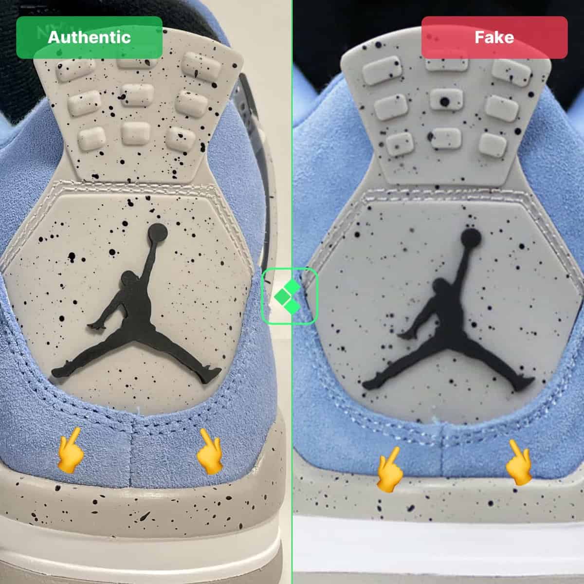 Nike Air Jordan 4 University Blue really vs fake