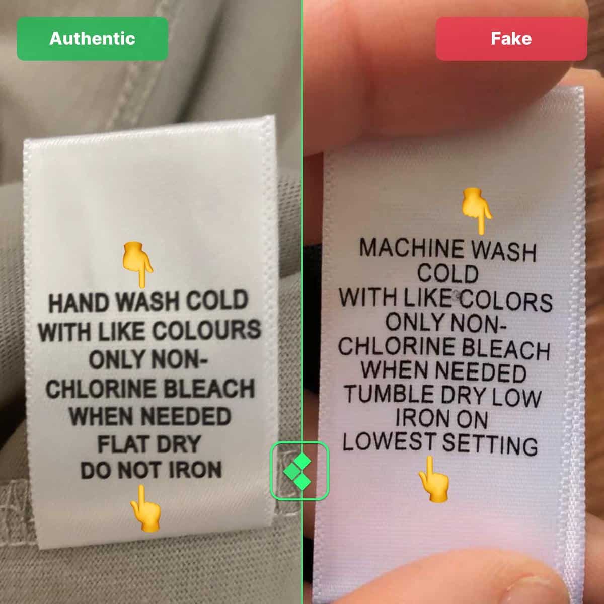 Step 2.1: Fake vs real FOG Essentials hoodie second wash tag
