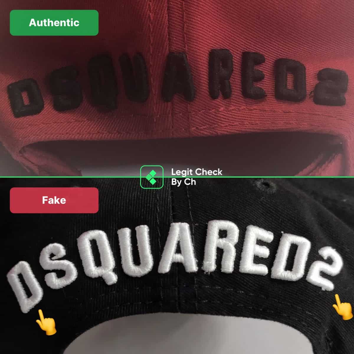 real vs fake dsquared hat