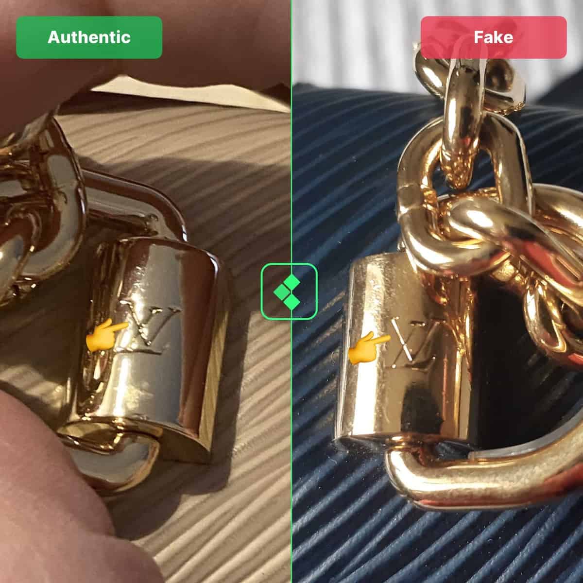 necklace louis vuitton lock real vs fake