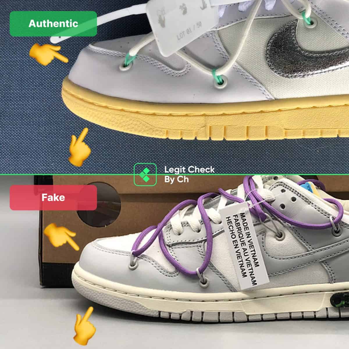 how to spot fake off-white dunk lot 50