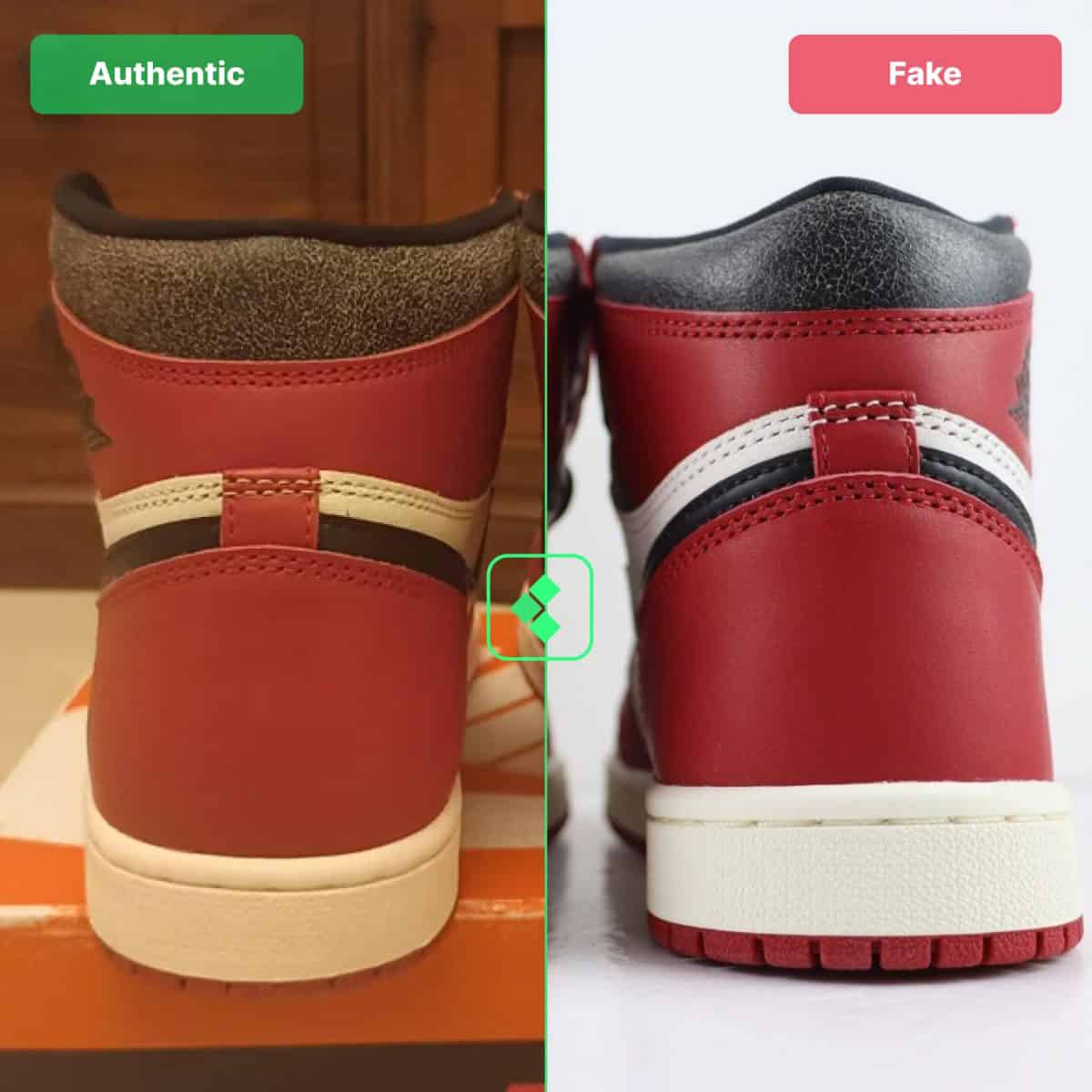 Air Jordan 1 Lost And Found Hourglass Shape Real Vs Fake