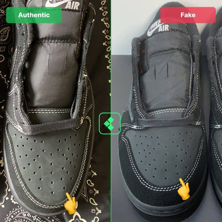 Fake Vs Real Travis Scott Air Jordan 1 Low Black Phantom - Legit Check