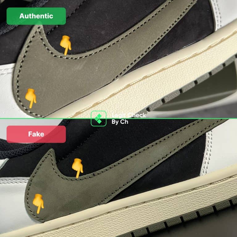 How To Spot Fake Travis Scott Air Jordan 1 Low Olive (2024) - Legit Check