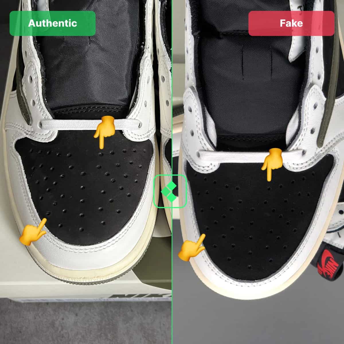 How To Spot Fake Travis Scott Air Jordan 1 Low Olive (2024) - Legit Check