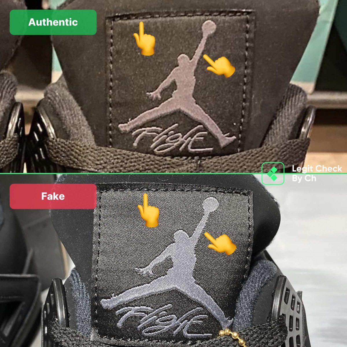 Jordan 4 Black Cat Real Vs Fake Tongue