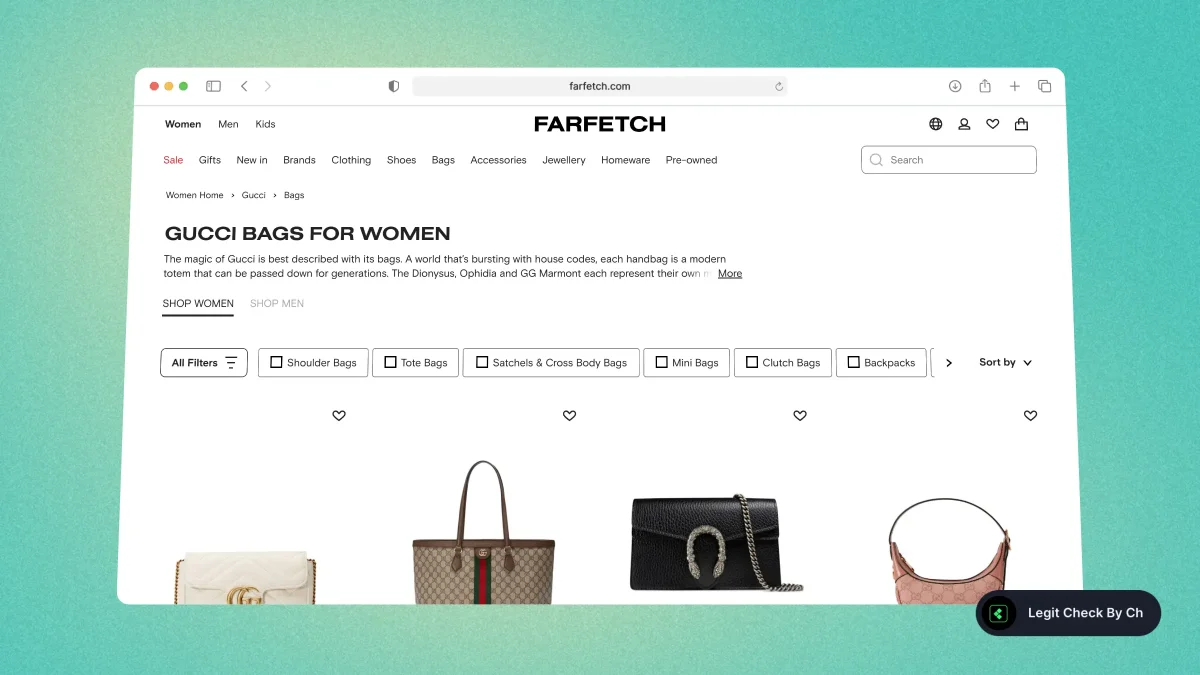 Browsing Gucci bags on Farfetch.com
