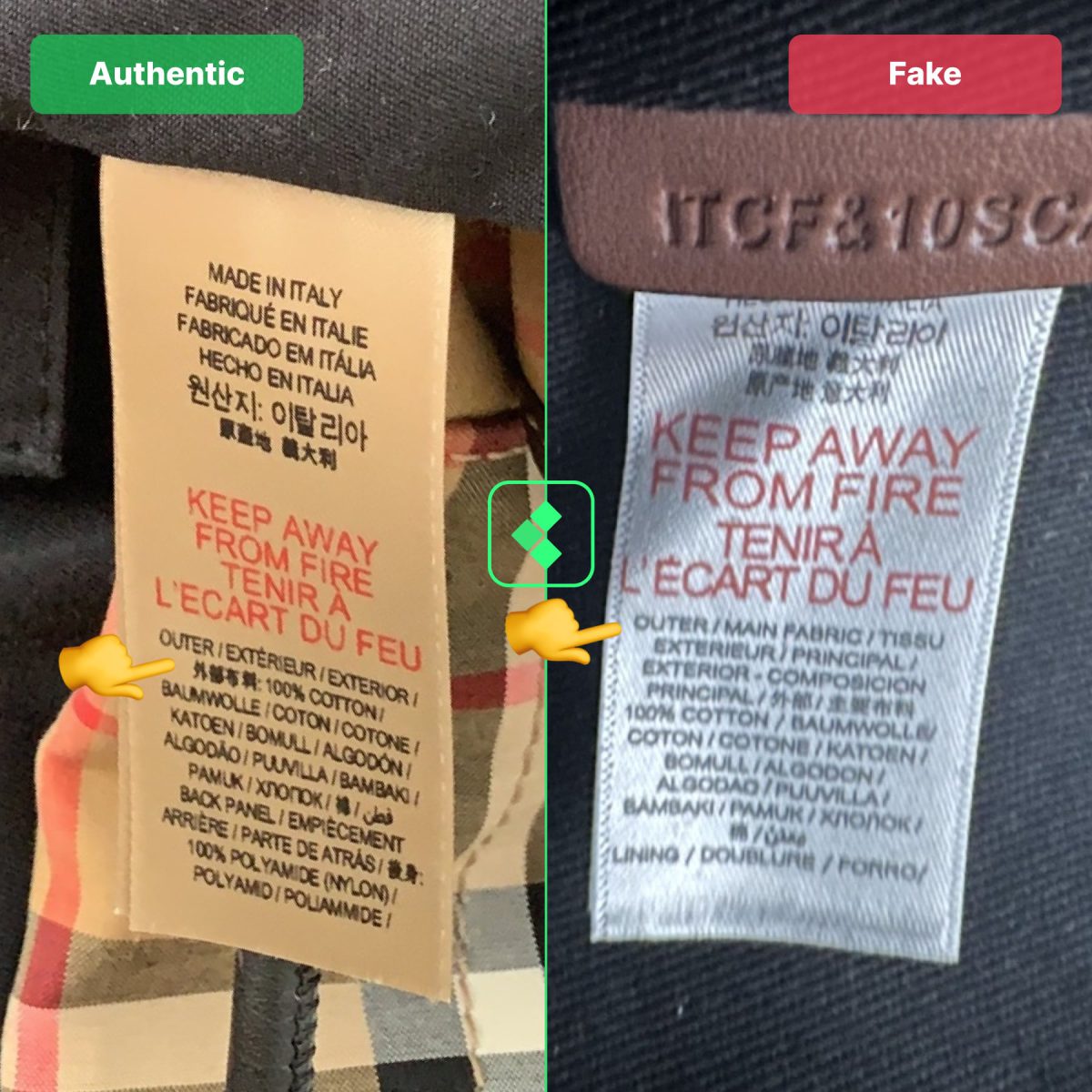 Burberry Bag Wash Tag Front