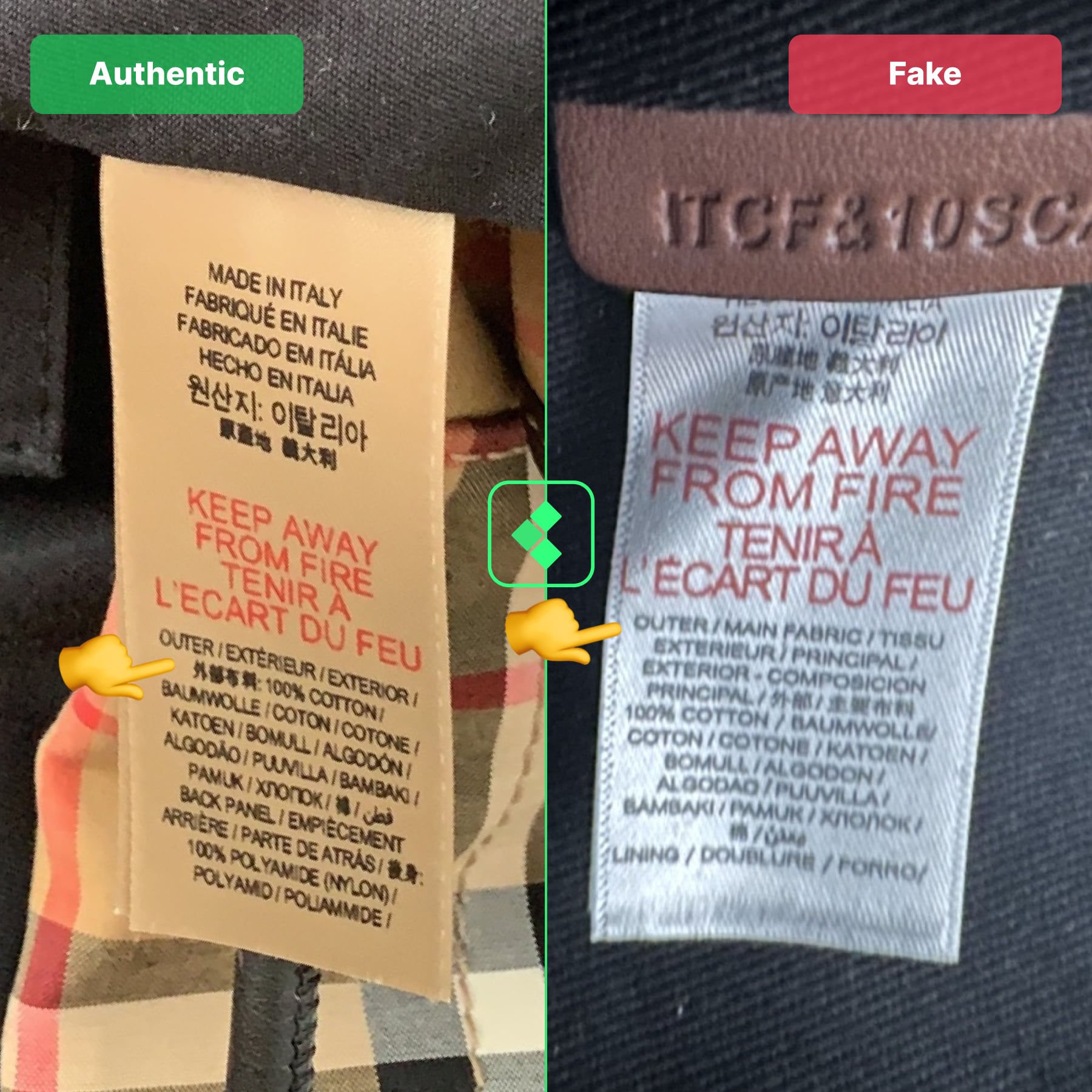 Burberry hotsell real tag