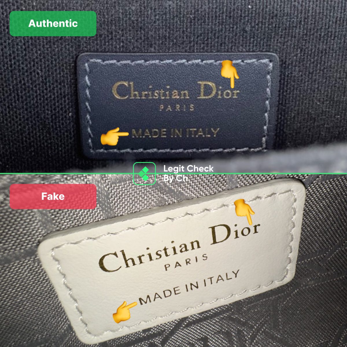 Dior bag - Real vs fake Interior Label