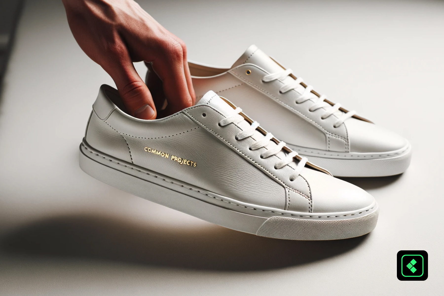 Illustration - Hand Holding A Pair Of Common Projects Achilles